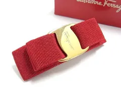 ■極美品■ Salvatore Ferragamo フェラガモ ヴァラリボン バレッタ 髪留め 髪飾り ヘアアクセサリー レディース レッド系 AH6786NZのサムネイル
