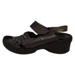 Re:getA(リゲッタ) サンダル L レディース - ダークブラウン×シルバー 編み込み レザー