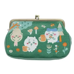ちいかわ 畳刺繍がま口ポーチ（グリーン）サンスター文具 ハチワレ うさぎ