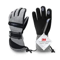 グレー_L [Vihir] スキーグローブ 冬用 スキー 手袋 アウトドア防風防寒手袋 3Mシンサレート 保温 厚手 撥水加工 登山 除雪作業 バイク通勤 男女兼用 4色