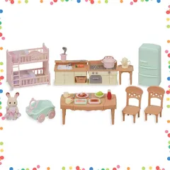 【人気商品】人形・家具セット 【 赤い屋根の大きなお家 シルバニアファミリー 家具セット-コトコトクッキング- 】 セ-210 STマーク認証 3歳以上 エポック(EPOCH) おもちゃ ドールハウス Sylvanian Families
