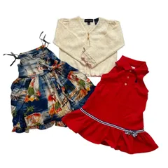 Ralph Lauren ラルフローレン カーディガン ワンピース2枚セット 白 青系 赤 キャミソール ノースリーブ キッズ サイズ18M 80-90cm