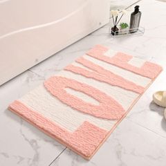 LOVE インテリアバスマット ソフト風呂 浴室 ラグ 脱衣所 洗面所 洗える キッチンマット 速乾 吸水 洗濯 台所 脱衣場 玄関 am