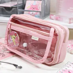 ☆ ピンク ☆ 筆箱 ペンケース 痛ペンポーチ ペンポーチ 透明 ペンケース 筆箱 クリアペンケース ふでばこ 痛ペンケース クリア 大容量 筆入れ 推し活 コスメポーチ 中学生 高校生 小学生 おしゃれ ポーチ シンプル オシャレ 女の子 男の子