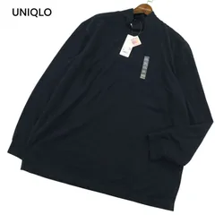 新品 未使用★ UNIQLO ユニクロ 秋冬 ヒートテック★ 長袖 モックネック Tシャツ カットソー Sz.XXL メンズ 紺 大きいサイズ