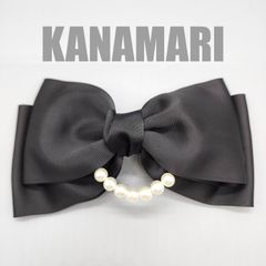 [018-1]モノトーンリボンバレッタ特大サイズ（黒）シンプル、75mmグログランリボン、ハンドメイド、ヘアアクセサリー