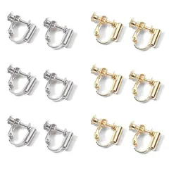 【特価セール】手芸 手作り用 DIY 縦型 基礎金具 アクセサリ イヤリングコンバーター ーパーツ ジュエリー 耳穴なし ピアス ネジバネ式 12個入り