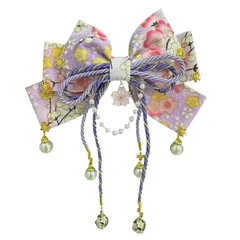 ヘアピン 着物 七五三 振袖 かわいい お祭り 花柄 蝶結び 成人式 つまみ細工 ヘアアクセサリー 卒業式 キッズ レディース 夏祭り 手作り 和服 花火大会 和装 浴衣 (パープル) 髪飾り