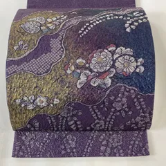 A44辻ヶ花　美品袋帯　薄紫　全通　大太鼓　縮緬　正絹　仕立て上り 6-4-01131e.jpg