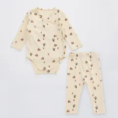 ☆ ナシ ☆ 80cm ☆ ベビー ロンパース 2点セット 長袖 ysjybc5247 ベビー ロンパース 長袖 2点セット ズボン 子供服 ベビー服 新生児 セット コットン 綿 かぶるタイプ スナップボタン あったか 春 秋 冬 女の子 男の子 お出かけ