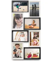 【在庫処分】upFRAME 写真立て 複数枚 l判 おしゃれ 4枚 壁掛け 多面 卓上 フォトフレーム 多面 木製 (白黒2点セット)