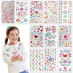【数量限定】キラキラ カラフル 接着剤あり シール 貼り付け可能 可愛い 多種多様 ジュエルステッカー DIY用品 貼り紙 ハンドメイド ラインストーンステッカー アクセサリー DFsucces (11枚セット)