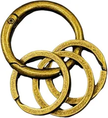 DAZUMA キーホルダー カラビナ 丸型 ストラップ アクセサリー ウォレットチェーン ビンテージ キーリング メタリック 丸カラビナ 丸3連( アンティーク)