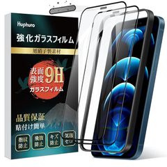iPhone 12 Pro Max ガラスフィルム【2枚】高透過率 防塵網付き 硬度9H 日本製素材旭硝子製 強化ガラス 耐衝撃 指紋/飛散防止 簡単貼り付け ガイド枠付き 撥油性 スクラッチ防止 アイフォン12 Pro Max 液晶保護フィルム 6.7インチ
