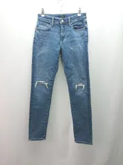 ◇ UNIQLO ユニクロ デニムパンツ ダメージ加工 ストレッチ素材 ジーンズ サイズ27 ブルー レディース E  【1310130026191】