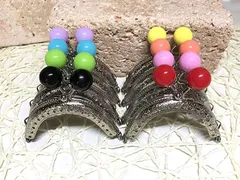 and.A がま口 口金 6.5ｃｍ ミニサイズ 8色セット あめ玉 丸型 縫付 ハンドメイド リメイク( シルバー)