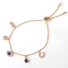 MOE25076 新品同様 SWAROVSKI スワロフスキー ブレスレット インフィニティ イーブルアイ 蹄鉄 ブルー  ローズゴールド アクセサリー