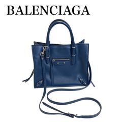 BALENCIAGA バレンシアガ レザー ペーパーミニ 2WAY ショルダーバッグ ネイビー 357333