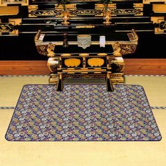 【新品※ショップ出品】燃えにくい 安全 仏前マット 小サイズ 100×120cm 金襴生地 小菊 十六菊 七宝柄 難熱フェルト アルミシート 高級仏前安全マット 敷物 マット 仏間 お彼岸 お盆 日本製