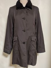 DAKS ダックス ファー付き チェックコート Mサイズ 茶 レディース 日本製
