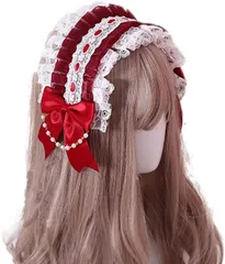 TOCOHCM カチューシャ ヘッドドレス 髪飾り レディース コスプレ リボン( ワインレッド,  Free Size)
