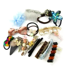 ヘアゴム ヘアピン 21点セット ほぼ未使用 ヘアアクセサリー まとめて 大量 レディース 【中古】
