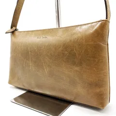 【良品】 Paul smith ポールスミス ハンドバッグ アクセサリーポーチ パーティバッグ Y2K 型押しロゴ レザー 革 ライトブラウン 茶色 ユニセックス 男女兼用 メンズ レディース