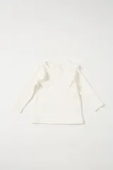 whip cream/フリル付リブプリーツT Tシャツ トップス 長袖　新品子供服90 キッズ 女の子のサムネイル