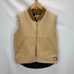 CAT CATERPILLAR ダック地　中綿　裏キルティング　ベスト　パッチ　FADE シミ　06110201　01のサムネイル