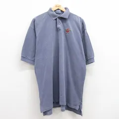 XL/古着 半袖 ポロ シャツ メンズ 90s ハードロックカフェ サンフアン 鹿の子 大きいサイズ コットン 薄紺 ネイビー 25jul09 中古 トップス