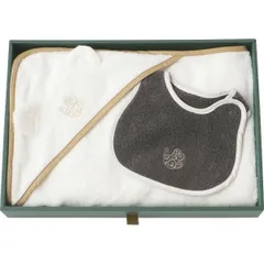 Ｆｏｏ Ｔｏｋｙｏ おくるみ・スタイセット ホワイト・チャコールグレー 22SS5BBMIUF930 | 23-0016-057 雑貨 小物 ベビー用品 ベビー ファッション雑貨 セット ホワイト グレー 御祝 お祝い おくるみ スタイ 可愛い かわいい 贈答