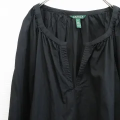 LAUREN ラルフローレン ブラウス チュニック プルオーバー Vネック ブラック系 897102i
