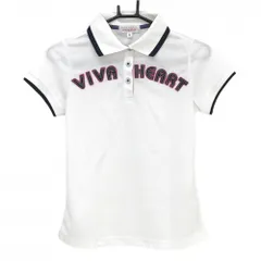 ★SALE価格★【超美品】ビバハート レプリエ 半袖ポロシャツ 白×ネイビー フェルトロゴ  レディース 40(M) ゴルフウェア VIVA HEART