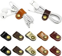 fogman ケーブルクリップ コードクリップ ホルダー 革 アンティーク まとめる 5色セット