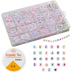 【数量限定】丸型 7x4mm 文字ビーズ DIY用 A-Z 手作りアクセサリ カラフル 自由に組み合 アクセサリー 文字ビーズ スペーサービーズ 名前ブレスレット/装飾品/ペンダント 約1200個セット アクセサリー ビーズ 材料 アルファベット 伸縮性のある