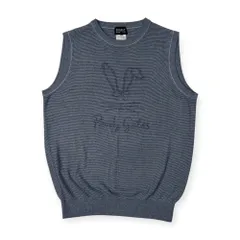 PEARLY GATES パーリーゲイツ BIGロゴ入り ニット ベスト サイズ 4 /メンズ/ゴルフ/水色ブルー系