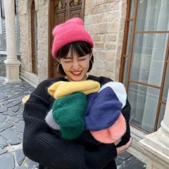 ふんわりニット帽 ニットキャップ カラフル ゆったり レディース メンズ 帽子 春 秋冬 ゴルフ 防寒 もこもこ 暖かい 大人 可愛い サーフスタイル スノボ スキー かわいい 無地 G169