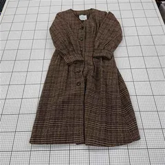 ◇ ⊆ Avan Lily アヴァンリリィ チェック柄 長袖 ロング丈 フレア ワンピース サイズF ブラウン系 レディース E  【1509180005410】