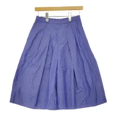 URBAN RESEARCH DOORS ストライプタックパンツ ガウチョパンツ ブルー ホワイト レディース アーバンリサーチドアーズ【中古】5-0411M♪