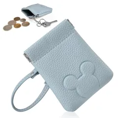 【特価商品】ブルー プレゼント対応 かわいい ポーチ 日常通勤 カード収納 キーホルダー付き 大容量 軽量 口金開閉 レディース 財布 コインケース [Gineman]小銭入れ