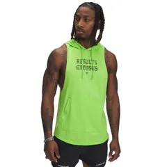 【送料無料】 アンダーアーマー メンズ Tシャツ トップス Men's Under Armour Project Rock Wire Sleeveless Hoodie Cyber Grn