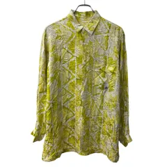 長袖 柄シャツ L～ イエロー ホワイト 総柄 民族柄 胸ポケット サイドスリット 長袖シャツ トップス 春物 a710-6401