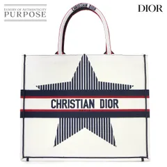 新品同様 クリスチャン ディオール Christian Dior ディオール アルプス ブック トート ラージ バッグ キャンバス ホワイト 90286431