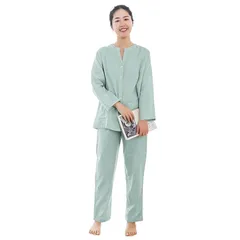 【新品】 [Euyqs] パジャマ レディース 長袖 綿 ルームウェア 二重ガーゼ 部屋着 上下セット 肌に優しい 吸汗 春・夏・秋・冬用 (ブルー, M) 1