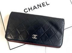 CHANEL マトラッセ ラムスキン 二つ折り財布 ブラック シャネル ココマーク ショッパー付