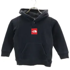 THE NORTH FACE ノースフェイス ボックスロゴ 長袖 スウェットパーカー 110 黒 NTJ6150R アウトドア 裏起毛 プルオーバー キッズ 古着