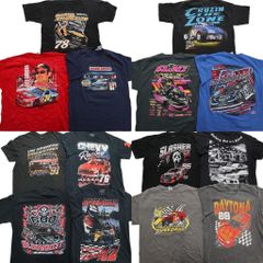 古着卸 まとめ売り レーシング 半袖Tシャツ 14枚セット (メンズ L ) 大判プリント サーキット 車 中古 古着 NB3963
