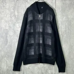 ARMANI アルマーニ 高級 モヘア ニット ジップアップ 黒チェック 美品 Armani exchange mohair knit zip up black check