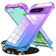 【在庫処分】ネックストラップ 落下/紛失防止 軽量 薄型 ワイヤレス充電対応 透明 調節可能な 取り外し可能 可愛い エアクッション TPU ピクセル8 耐衝撃 縄掛けケース pixel8pro用 プロ 斜めかけ 肩掛け 用 用 紐付き グラデーションカバー