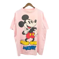 90年代 Disney ディズニー ミッキーマウス 半袖Ｔシャツ シングルステッチ キャラクター ピンク (メンズ XL相当) 中古 古着 Q8558